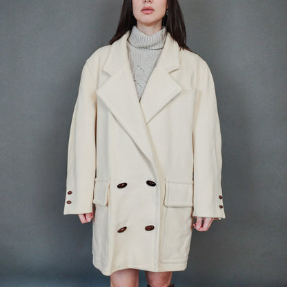 VIN-OUTW-33418 Vintage παλτό γυναικείο ολόμαλλο με κασμίρ L-XL