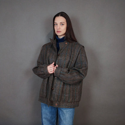 VIN-OUTW-33313 Vintage παλτό μάλλινο γυναικείο M-L