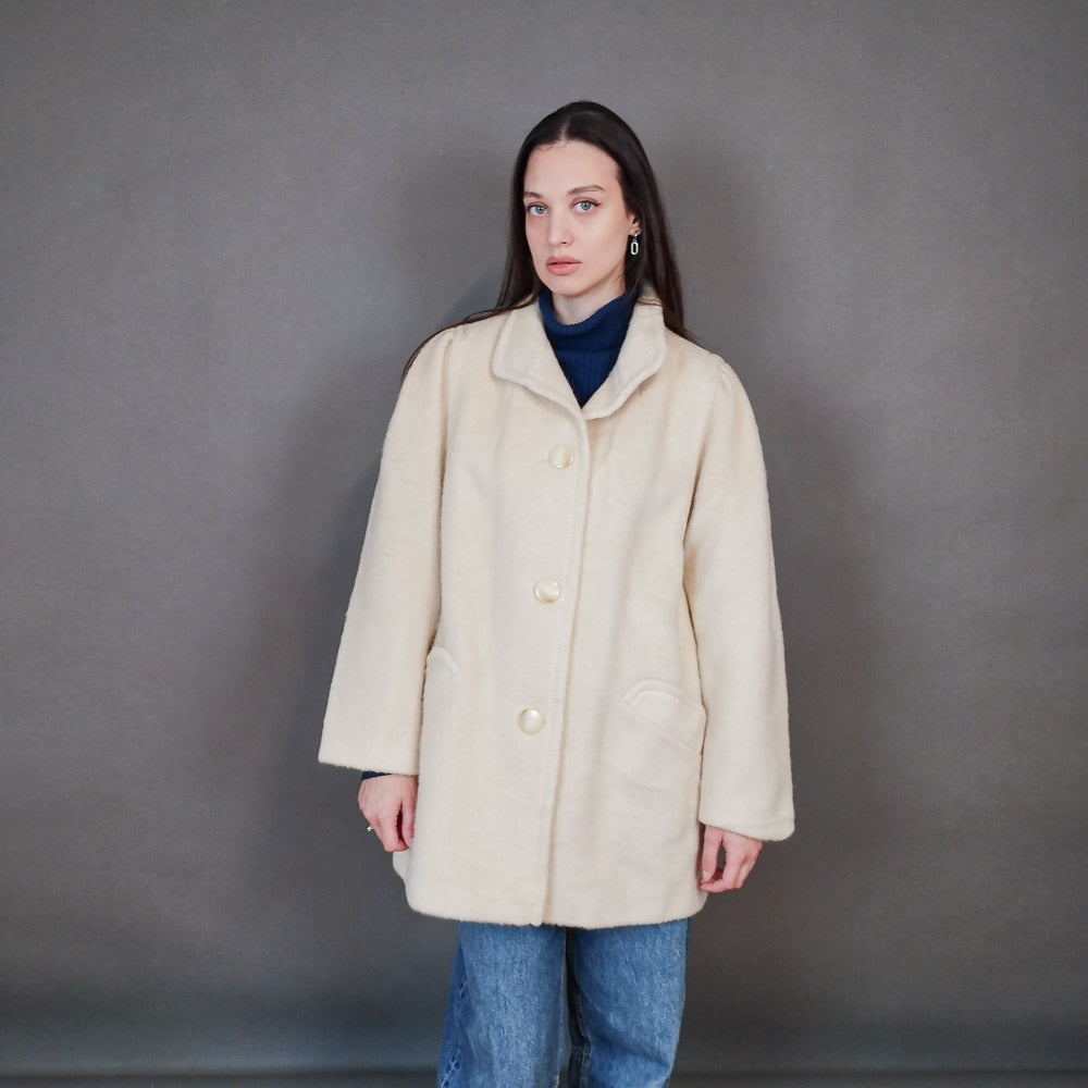 VIN-OUTW-33313 Vintage παλτό μάλλινο γυναικείο M-L