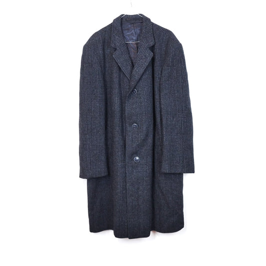 VIN-OUTW-33549 Vintage παλτό μάλλινο καρό μπλε XL