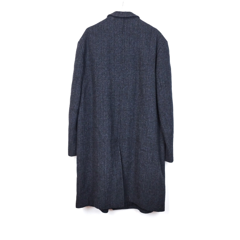 VIN-OUTW-33549 Vintage παλτό μάλλινο καρό μπλε XL