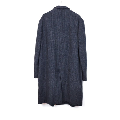 VIN-OUTW-33549 Vintage παλτό μάλλινο καρό μπλε XL
