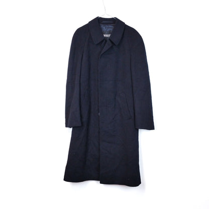 VIN-OUTW-33553 Vintage παλτό μάλλινο μπλε μαύρο S