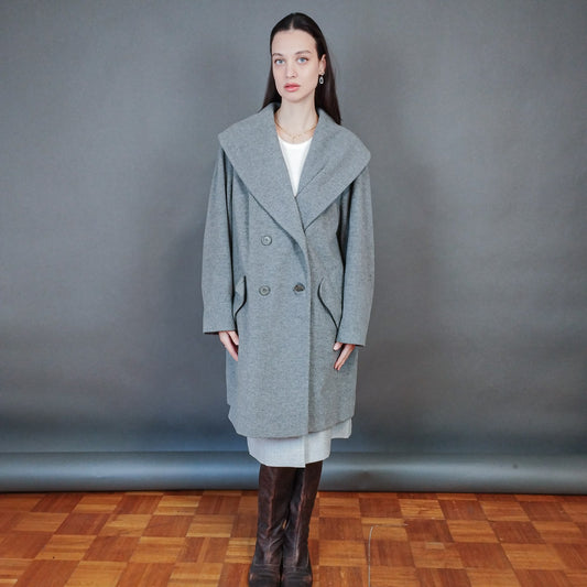 VIN-OUTW-33321 Vintage παλτό μάλλινο γυναικείο με κασμίρ ΧL