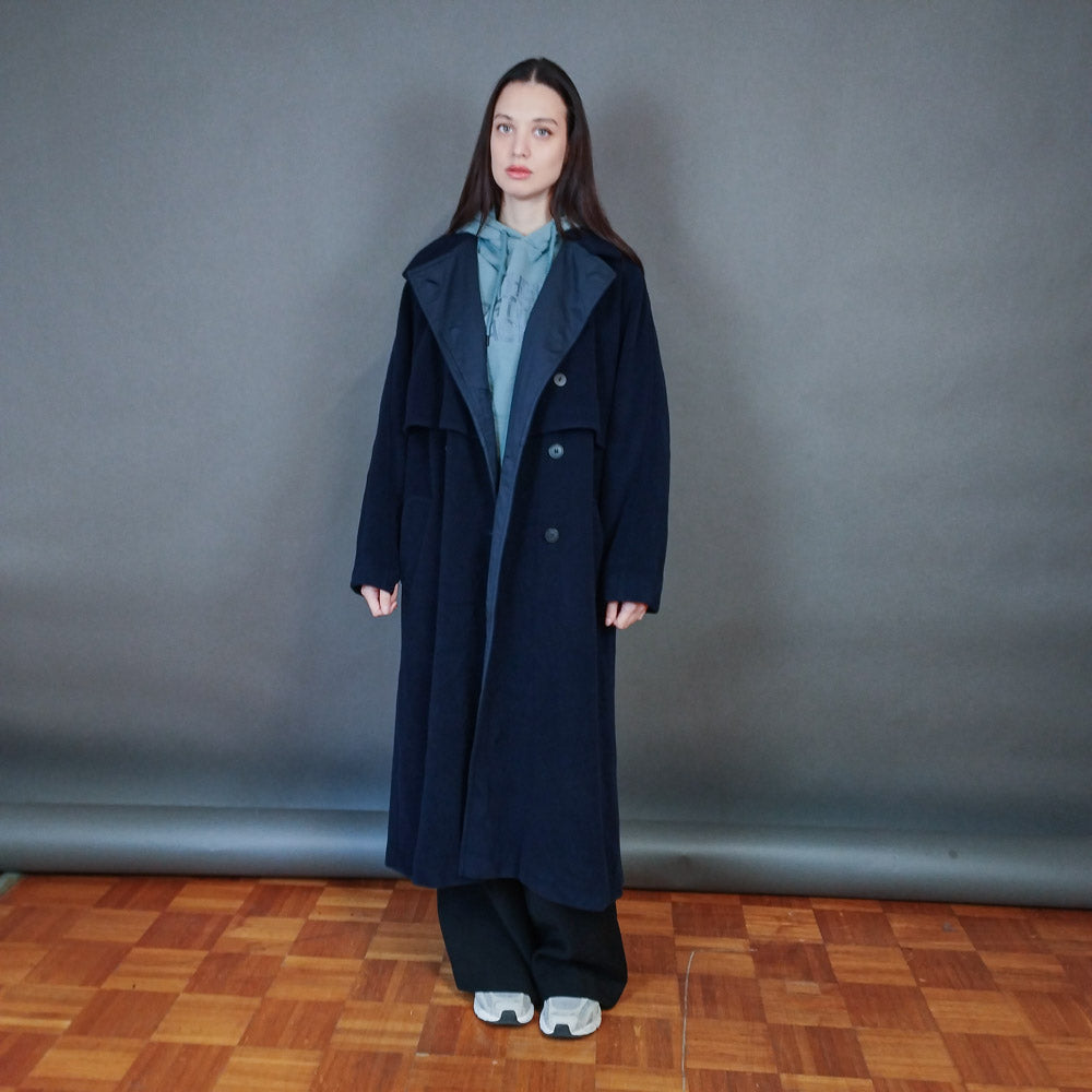 VIN-OUTW-33376 Vintage παλτό μάλλινο γυναικείο μπλε ΧL