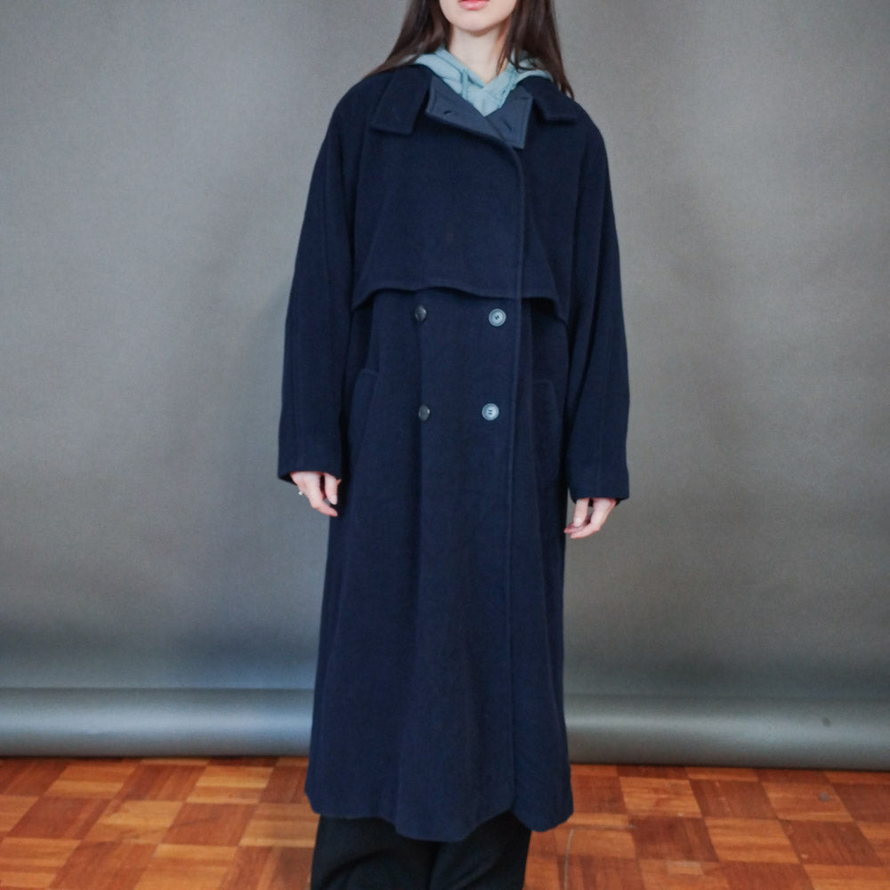 VIN-OUTW-33376 Vintage παλτό μάλλινο γυναικείο μπλε ΧL