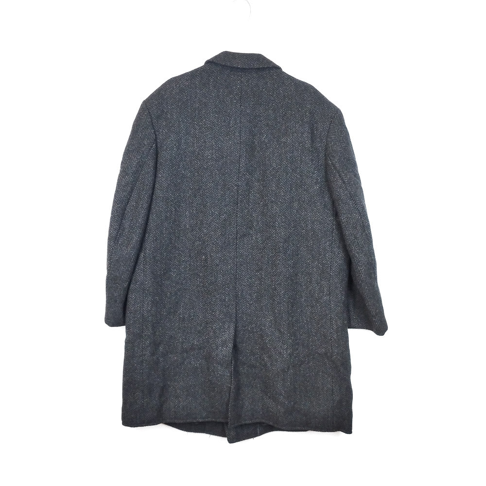 VIN-OUTW-33538 Vintage παλτό μάλλινο γκρι ψαροκόκαλο XL