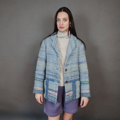 VIN-OUTW-33420 Vintage παλτό γυναικείο χειροποίητο ολόμαλλο S-M