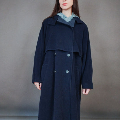 VIN-OUTW-33376 Vintage παλτό μάλλινο γυναικείο μπλε ΧL