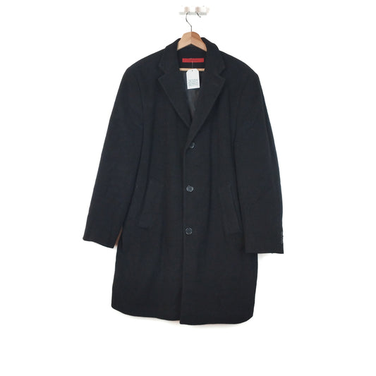 VIN-OUTW-33424 Vintage παλτό μάλλινο μαύρο με κασμίρ L