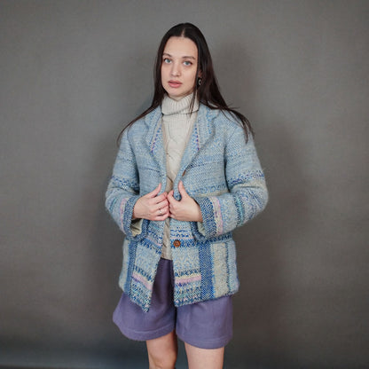 VIN-OUTW-33420 Vintage παλτό γυναικείο χειροποίητο ολόμαλλο S-M