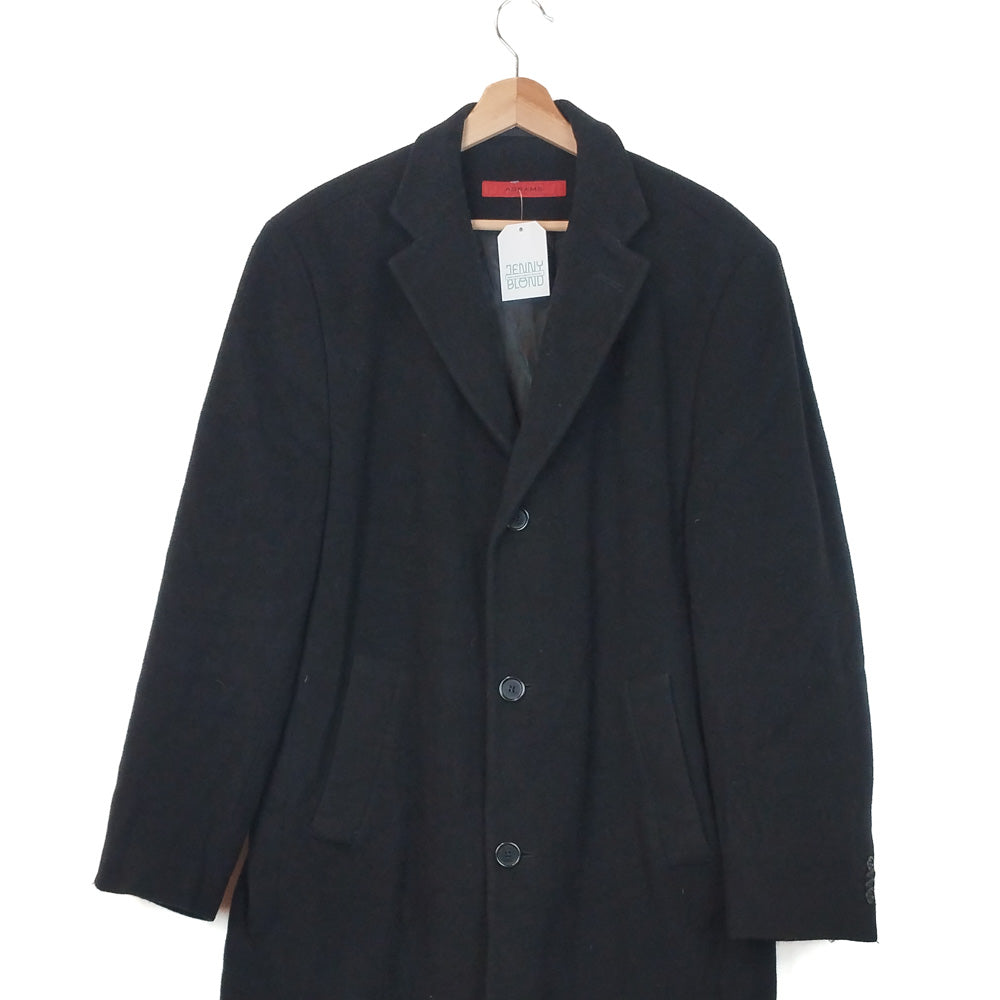 VIN-OUTW-33424 Vintage παλτό μάλλινο μαύρο με κασμίρ L