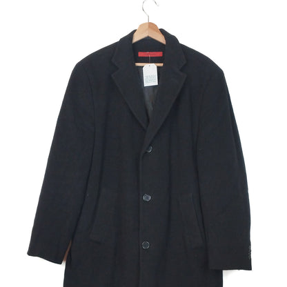 VIN-OUTW-33424 Vintage παλτό μάλλινο μαύρο με κασμίρ L