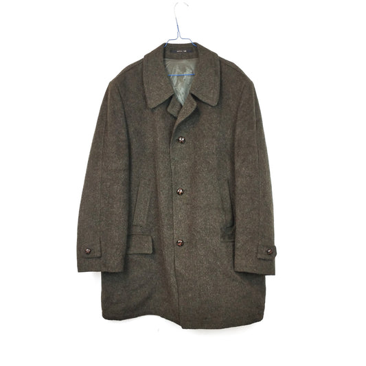 VIN-OUTW-33540 Vintage παλτό μάλλινο με μοχέρ χακί XL