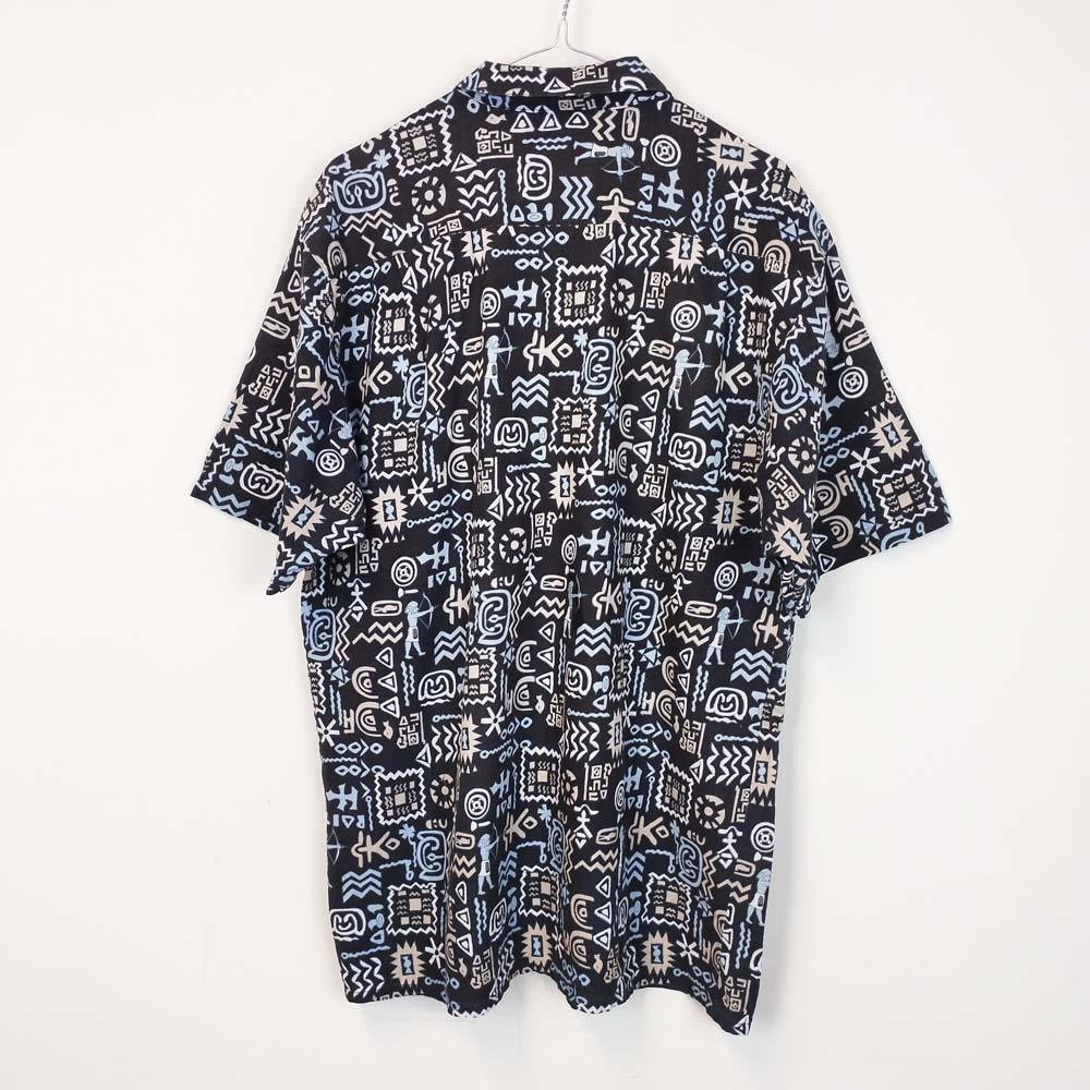 VIN-SHI-26980 Vintage πουκάμισο crazy pattern ethnic print S