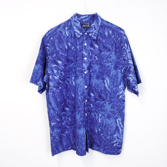 VIN-SHI-26976 Vintage πουκάμισο crazy pattern 90s μπλε L