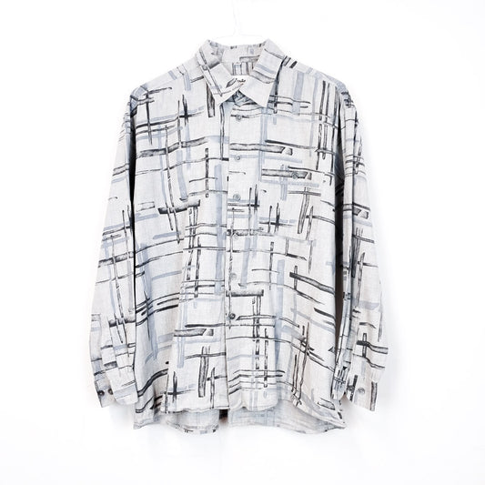 VIN-SHI-26875 Vintage πουκάμισο crazy pattern 90s γκρι XL