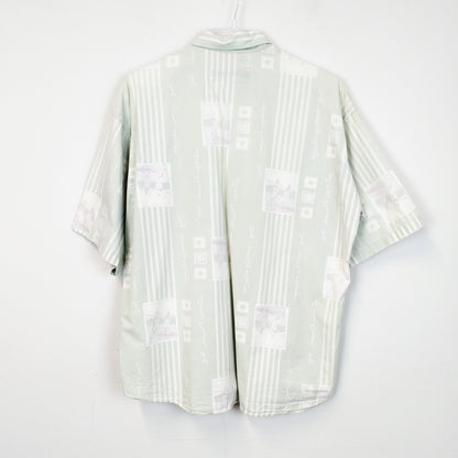 VIN-SHI-26876 Vintage πουκάμισο crazy pattern 90s λαχανί Μ