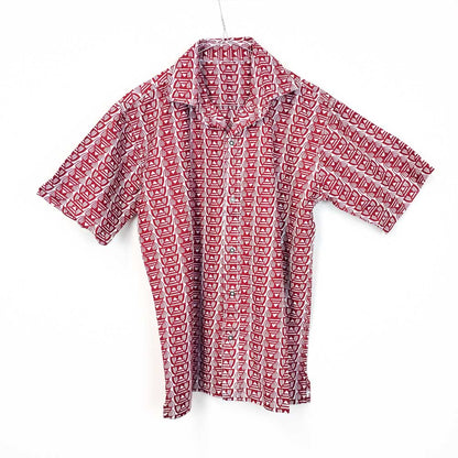 VIN-SHI-26963 Vintage πουκάμισο crazy pattern ethnic ΧS