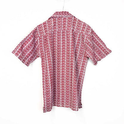 VIN-SHI-26963 Vintage πουκάμισο crazy pattern ethnic ΧS