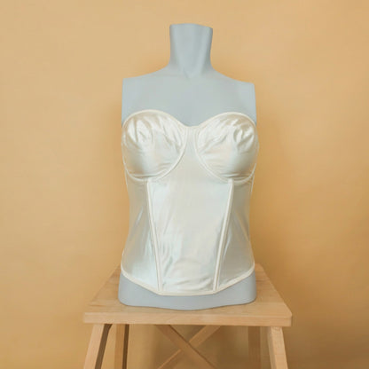 Deadstock κορσές εκρού σατινέ Helen Lingerie