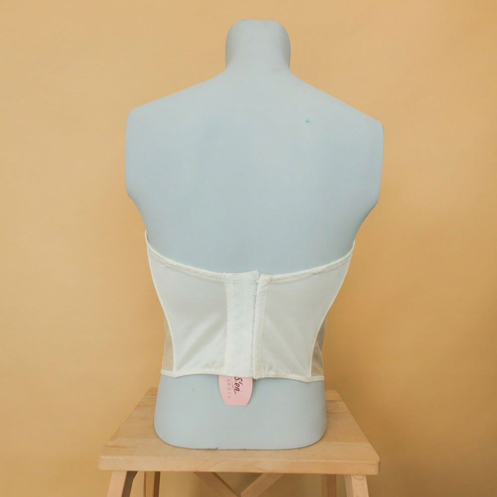 Deadstock κορσές εκρού σατινέ Helen Lingerie