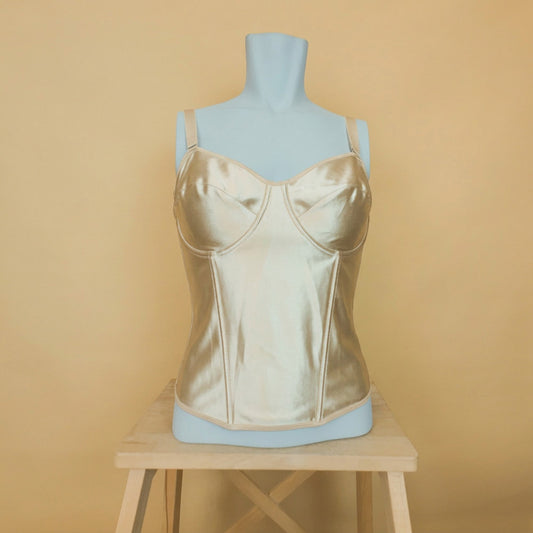 Deadstock κορσές μπεζ σατινέ Helen Lingerie