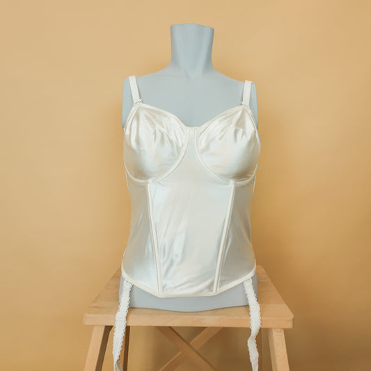 Deadstock κορσές εκρού σατινέ Helen Lingerie
