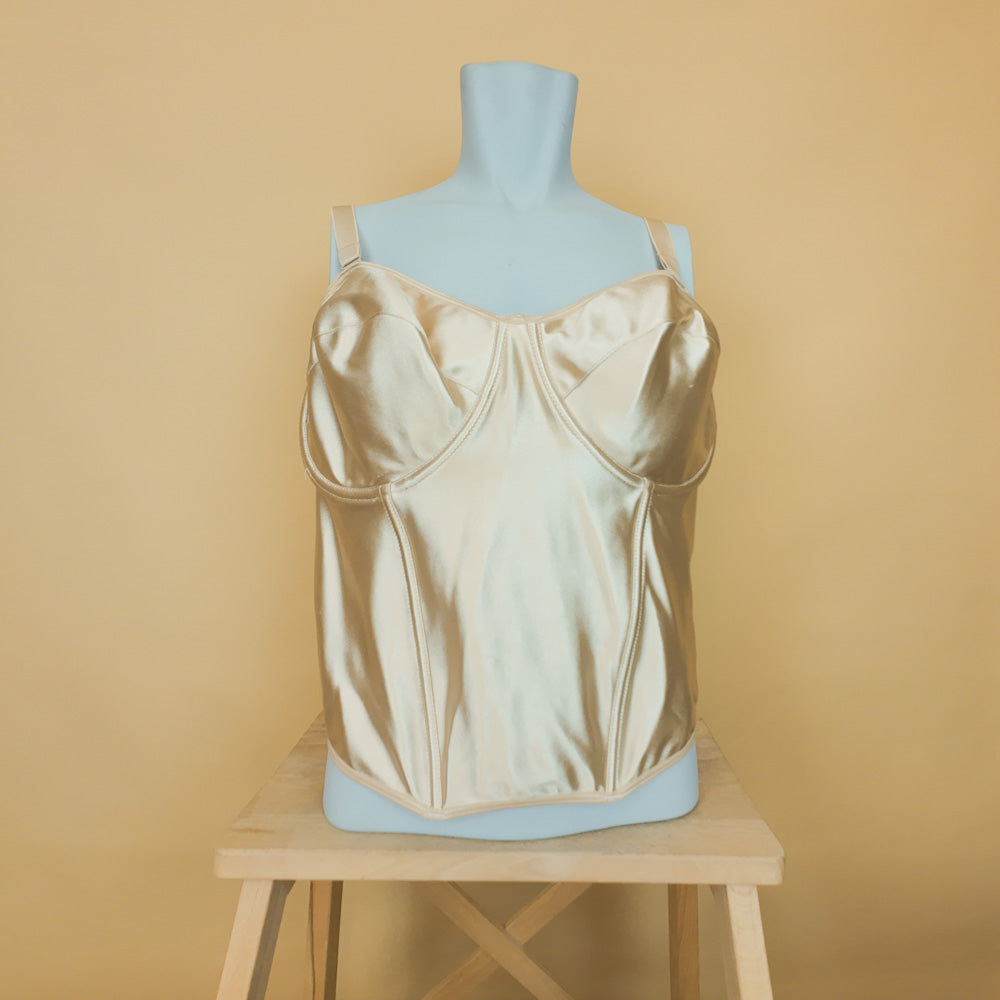 Deadstock κορσές μπεζ σατινέ Helen Lingerie 