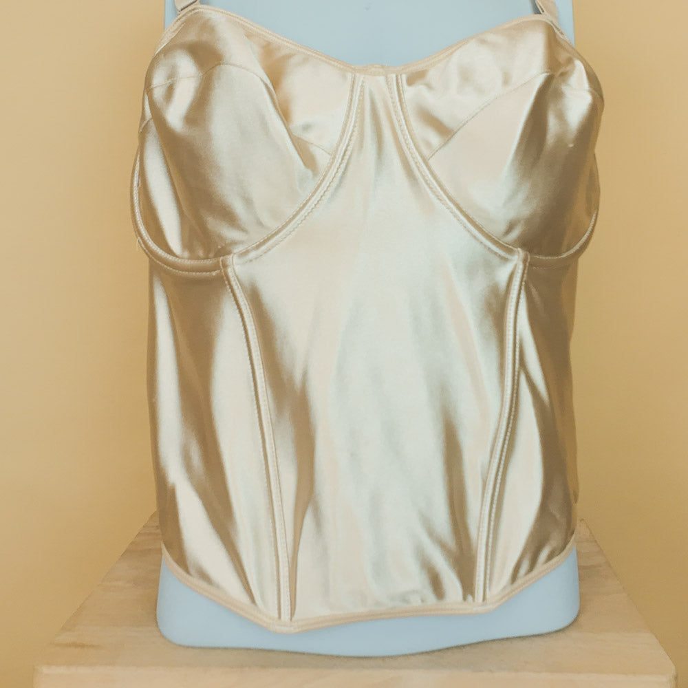 Deadstock κορσές μπεζ σατινέ Helen Lingerie 