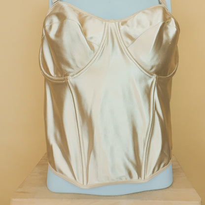 Deadstock κορσές μπεζ σατινέ Helen Lingerie 