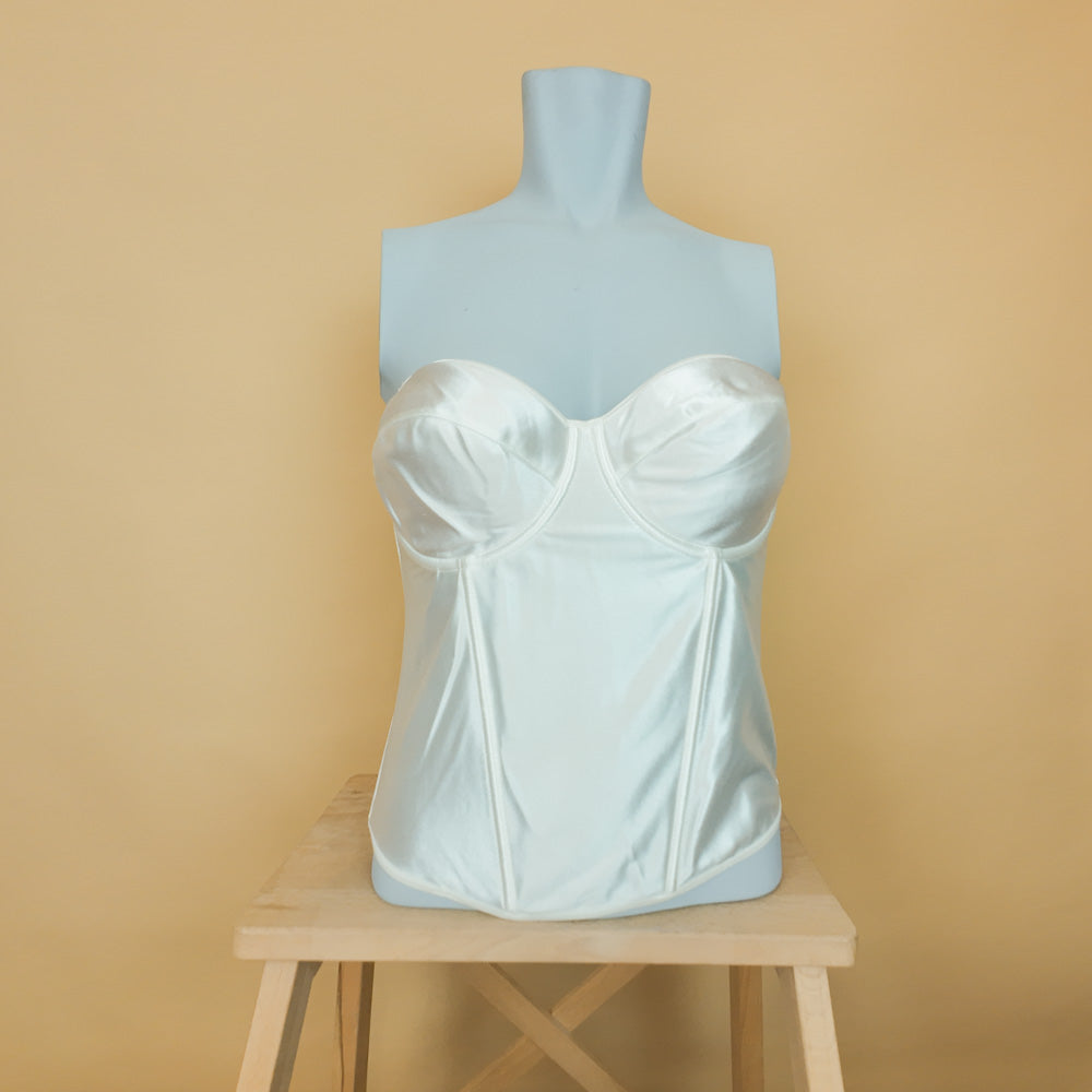 Deadstock κορσές λευκός σατινέ Helen Lingerie