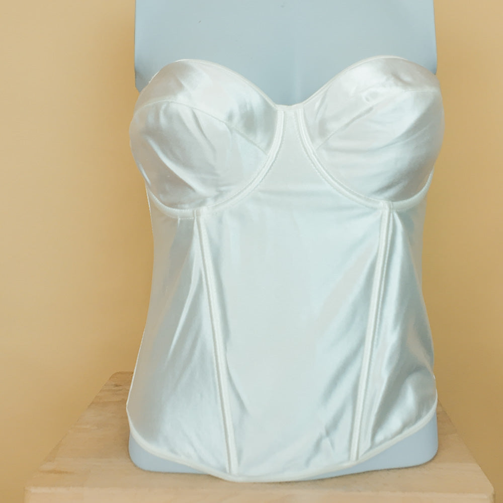 Deadstock κορσές λευκός σατινέ Helen Lingerie