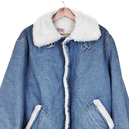 VIN-OUTW-33935 Vintage denim jacket με γούνινη επένδυση XL