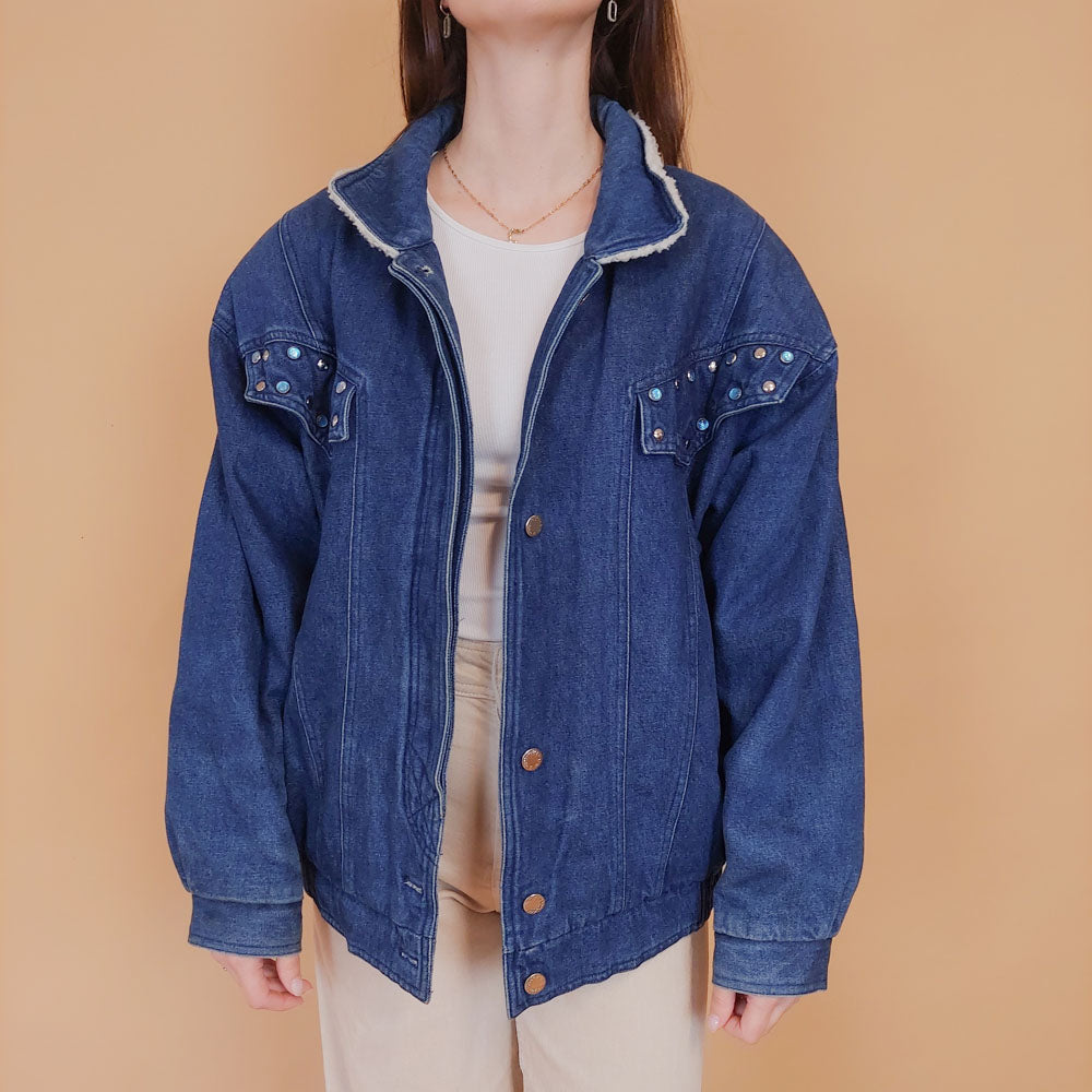 VIN-OUTW-34234 Vintage 90's style denim jacket L