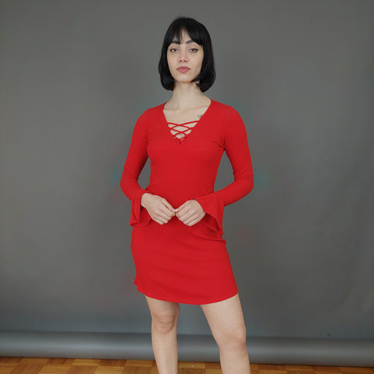VIN-DR-27038 Vintage φόρεμα κόκκινο S