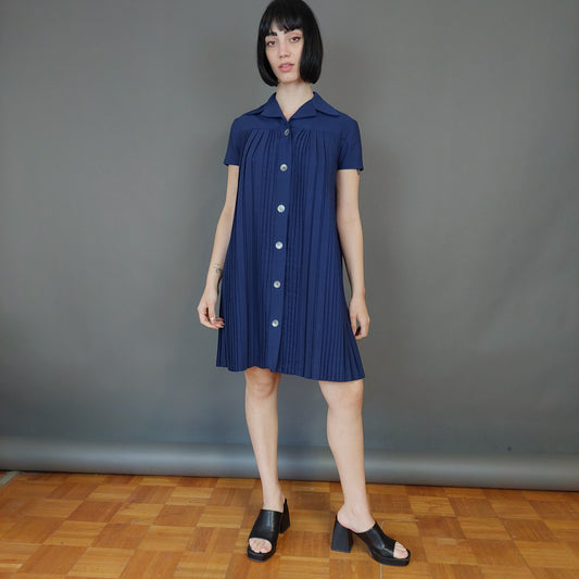 VIN-DR-27305 Vintage φόρεμα σκούρο μπλε M