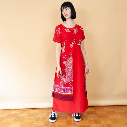 VIN-DR-23218 Vintage φόρεμα κόκκινο M-L