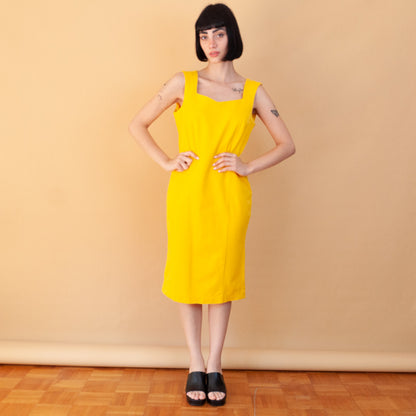VIN-DR-23845 Vintage φόρεμα κίτρινο M