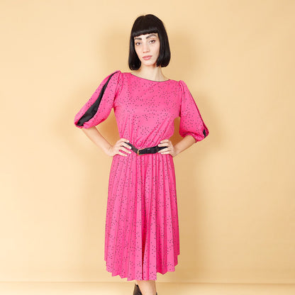 VIN-DR-25133 Vintage φόρεμα ροζ πουά S