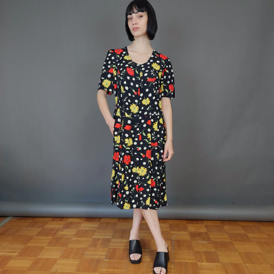 VIN-DR-27237 Vintage φόρεμα floral M-L
