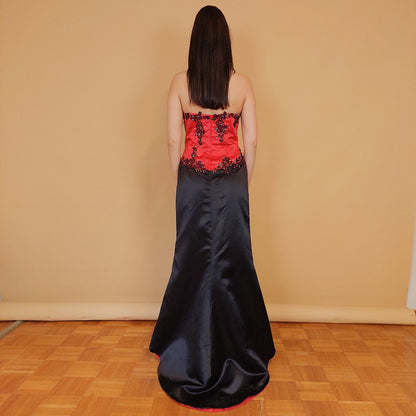 VIN-DR-29564 Vintage party φόρεμα σατέν με πούλιες S