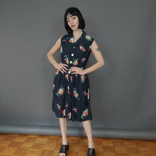 VIN-DR-27001 Vintage φόρεμα floral L-XL