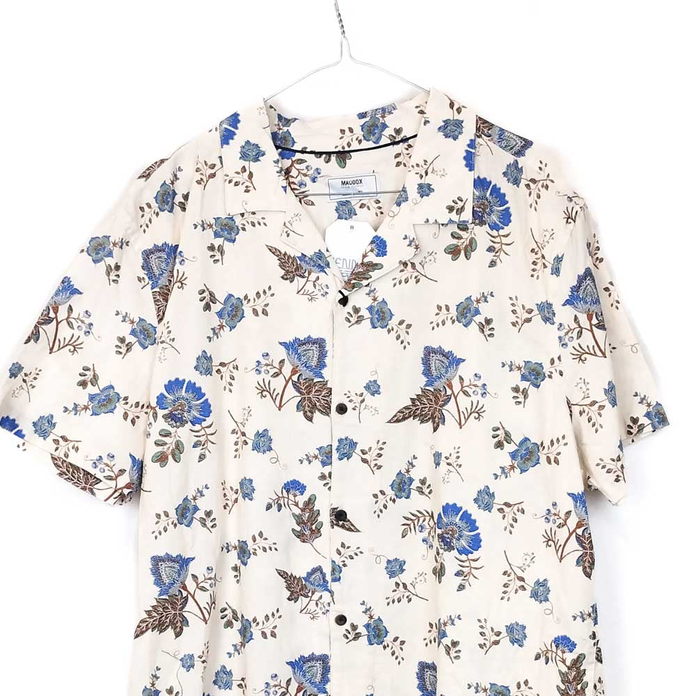 VIN-SHI-34986 Vintage πουκάμισο λινό hawaiian style L