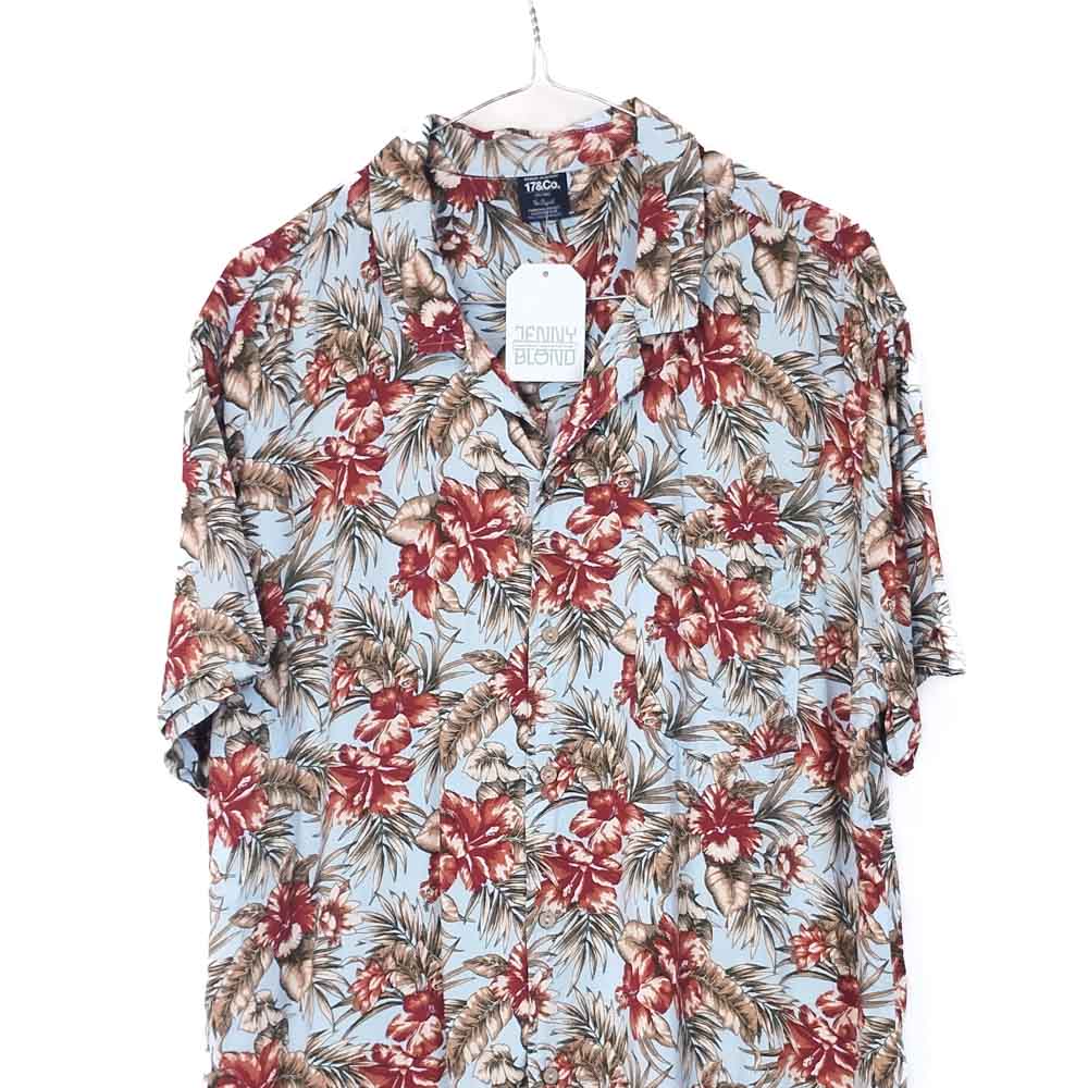 VIN-SHI-34959 Vintage πουκάμισο βισκόζη hawaiian style 2XL