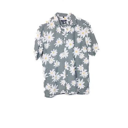 VIN-SHI-34960 Vintage πουκάμισο λινό floral S