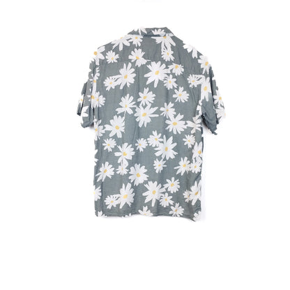 VIN-SHI-34960 Vintage πουκάμισο λινό floral S