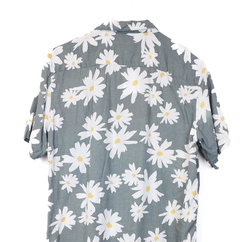 VIN-SHI-34960 Vintage πουκάμισο λινό floral S