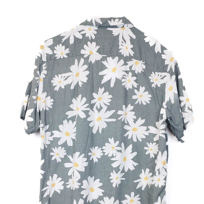 VIN-SHI-34960 Vintage πουκάμισο λινό floral S