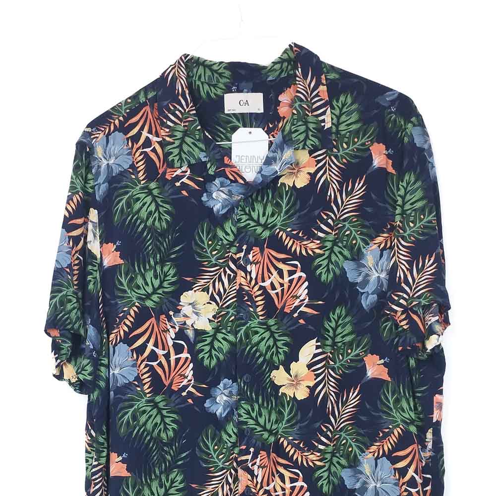 VIN-SHI-34964 Vintage πουκάμισο βισκόζη hawaiian style XL